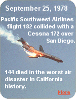 The fuel in PSA flight 182 burst into a massive fireball upon impact, and a witness reported that she saw her ''apples and oranges bake on the trees.''